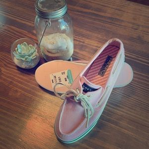 Pink Canvas Sperry Top Siders - Brand New